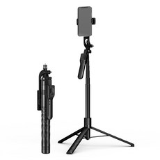 多功能手機自拍桿三腳架 360°旋轉雲台 遠程遙控 穩固防抖, 黑色, 1個, K28