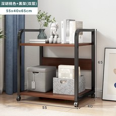 北歐落地靠牆客廳臥室書架, 深胡桃 黑兩層:分層置物 加粗鋼架