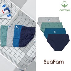 수아팜 남아용 코튼 트래블 팬티 4장 세트 (10대 아동 속옷 주니어 초등 학생 청소년 4P 삼각 KC인증)