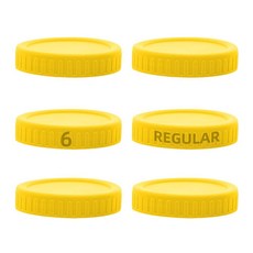 6피스 옐로우 7cm(2.75인치) 일반 입구 메이슨 병 뚜껑 실리콘 링 두꺼운 누출 방지 뚜껑 70mm 플라스틱 메이슨 병 뚜껑 식품 등급 (6), 6