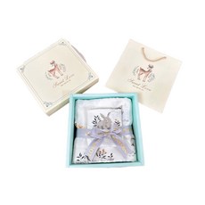 竹纖維紗布包巾口水巾彌月禮盒 (附禮盒提袋) - 初生賀禮首選, 【日本小兔】竹纖紗包巾+四層竹纖紗方巾彌月禮盒, 1個