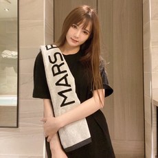 MARS BLACK 黑白雙色緹花運動毛巾 33x100cm, 1件, 黑白雙色