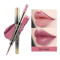 립글로즈 더블 엔드 매트 립스틱 오래 지속되는 방수 회전 립 라이너 레드 로즈 메이크업 세트 화장품, [01] 1, 1개