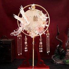 DFMEI 團扇古風 新娘秀禾結婚禮中國秀禾服扇子中式團扇DIY, 1個, A71成品團扇:如圖
