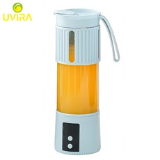 Uvira 다기능미니 과일믹서기 휴대용 무선착즙기 12엽칼날 450ml 대용량, 블루-288
