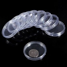 십대리 10개 투명 원형 플라스틱 등대 동전 캡슐 진열 케이스 용기 상자 45mm
