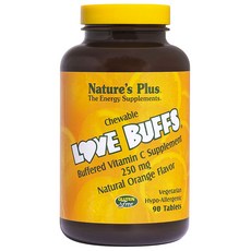 Nature's Plus Love Buff 維生素 C 250 毫克橙子素食低過敏無麩質咀嚼片, 90入, 1個