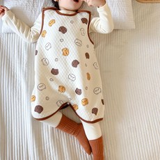 寶寶無袖睡袋嬰幼童背心式防踢被春夏秋連體馬甲加厚護肚保暖, 1個, 圓臉熊:120cm
