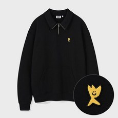 와키윌리 베이직 로고 와펜 하프 집업 블랙 235278