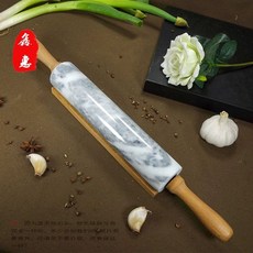 밀가루 대리석 핀 롤러 베이킹 홍두께 밀대 반죽, A. 트럼펫 클라우드 화이트 벨트 나무 홀더, 1개