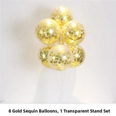 생일 파티 풍선 기둥 스탠드 테이블 장식 웨딩 개회식 장면 연출 라텍스, 1개, 7. 테이블 플로팅 브래킷 + 풍선 라운드 스팽글 골드