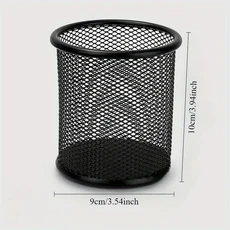 세련된 대용량 금속 펜 홀더 - 사무용품 사무용품 및 액세서리를 위한 창의적인 책상 정리함, 01 Black