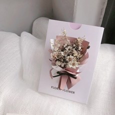 Floraflower 粉色系內卡式乾燥花卡片 盒裝精美禮物 生日 情人節 母親節 父親節 畢業 紀念日, 1個, 圖三
