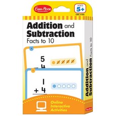 Evan-Moor 학습 라인 플래시카드: 10 1학년 이상 5세 이상에 대한 덧셈 및 뺄셈 사실