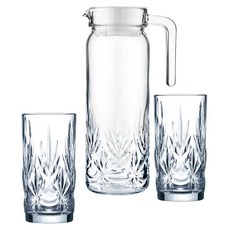 루미낙 안나시 엠보싱 물병 + 컵 350ml 2개입 LC-YJJ1107, 클리어, 1세트, 1L