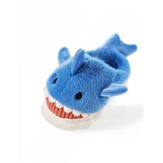 겨울 털 상어 슬리퍼 털 미끄럼 방지 부츠 아기 신발, 진한 파란색 30/31 피트 길이 19CM, 1개