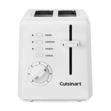 Cuisinart CPT-122BK 2슬라이스 컴팩트 플라스틱 토스터 베이글 및 빵용 슬롯 7가지 쉐이드 설정 취소/해동/재가열 기능 탈착식 부스러기 트레이 가정 사무, 화이트, 2-Slice