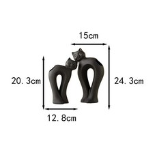 세라믹 꽃병 장식품 심플 꽃꽂이 홈 오피스 거실 장식 화이트 도자기, 6. Big Head Cat Black S