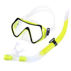 제이 해루질수경 스노쿨링 다슬기수경 잠수경 고글, 하프드라이 2피스 세트 투명 옐로우 블랙, 1개