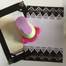 YOLQ兒童DIY壓花器工具，印花機邊紋鏤空壓花器，直角圓角壓花機, 4玉蘭花, 1個