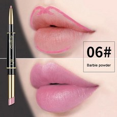 립펜슬 2 in 1 립 라이너 방수 매트 립스틱 펜슬 섹시한 레드 오래 지속되는 메이크업 유지 립라이너 더블 헤드 튜브 펜, 06 06, 한개옵션1