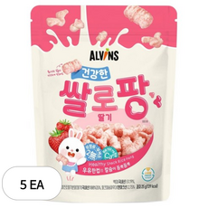 엘빈즈 유아용 건강한 쌀로팡, 딸기맛, 25g, 5개