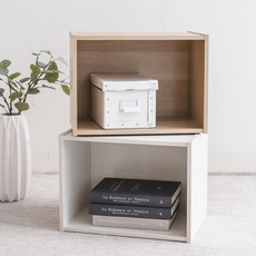 아이리스 코리아 우드 1단 수납 공간 정리함 박스 CX-1, 오프화이트