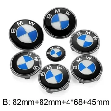 7개 세트 자동차 전면 엠블럼 후면 배지 휠 허브 캡 스티커 E90 E60 E61 E93 E87 E36 E46 E53 X1 X3 X5 X6, 13 A-82 82mm