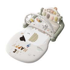 雪倫小舖嬰兒早教健身架 動物派對踢踢琴 寶寶健力架 腳踏鋼琴遊戲毯, 動物派對健身架-遊戲墊薄款, 1個