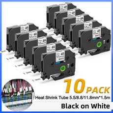 E1000 접착 스티커 프린터 휴대용 지원 BROTHER TZE231 HSE231 FA231 FX231과 호환되는 12MM 라벨 테이프, 10PK Tube WH 6 12mm, 기타