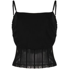 블루마린 세미 시스루 민소매 탑