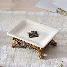 엔틱 비누 세라믹 선반 받침대 고급 호텔 모텔 감성, 1개, A. 비누 받침대 분리형 물빠짐