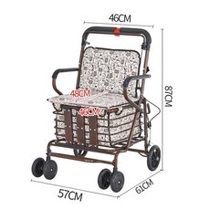 보행 보조기 노인 유모차 어르신 실버카 카트 보행기 실버백세 어른 할머니유모차 병원, 1개, 통통한 사람용+확장 등받이 구리색