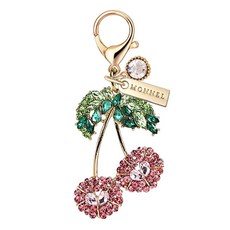 ECLATIS MON 온NEL MC726 크리스탈 빅 체리 랍스터 클래스프 참 여성 벨벳 백 포함 핑크 1개 306506