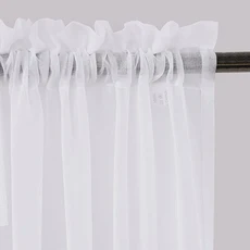 거실에 대 한 흰색 Tulle 창 커튼 부엌 리넨 짧은 Sheer Voile Drapes 블라인드 장식, 03 1meter(no sew), 01 rings top, 01 white