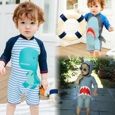 男童長袖連體泳衣 防曬水母衣 兒童游泳/溫泉泳裝