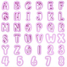 SUNNYCLUE 1박스 35피스 글자 및 숫자 쿠키 커터 글자 클레이 커터 플라스틱 알파벳 A~Z 및 1~8가지 모양의 귀여운 몰드 도구 세트 DIY 공예 케이크 베이킹