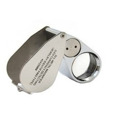【no】9890 全金屬40倍X25MM帶光源帶驗鈔放大鏡 銀元珠寶鑑定必備, 1個