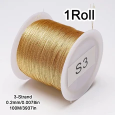 1 롤 금/은색 실 마크라메 코드 로프 팔찌 목걸이 땋은 끈 DIY 보석 만들기 비딩 액세서리용, 05 0.2mm 100m