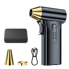 SUITU 颶風吹塵器 ST-8109 無線手持渦輪吹塵器 三風嘴設計, 曜石黑, 1個