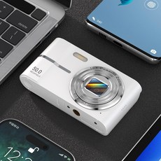 ccd 數位相機 雙攝美顏卡片相機 復古老式照相機 小型便攜相機 CCD風格學生黨 禮物首選, 白色, 1個, 白色