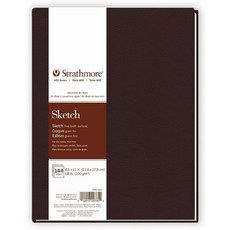 Strathmore 400 시리즈 스케치 페이퍼 아트 북 매트 브라운 커버 내추럴 화이트 하드바운드 72장 21.6x27.9cm(8.5x11인치)