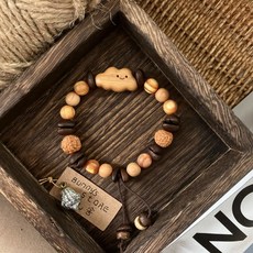 咖啡豆手串檀木小云朵原創設計手珠：復古趣味情侶閨蜜生日禮物，潮流時尚穿搭加分