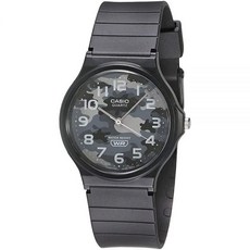 [미국수입정품] 카시오 Casio MQ24-8CL 남성용 캐주얼 블랙 고무 스트랩 그레이 카모 다이얼 3핸드 아날로그 시계 블랙. 207566