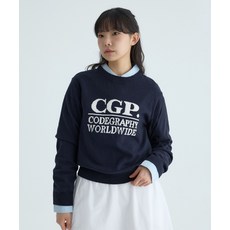 코드그라피 CGP (우먼) 스퀘어 로고 니트-네이비