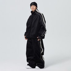 雪怡派新款滑雪服：女戶外男防風防水嘻哈全壓膠單板雙板滑雪套裝, 黑色,M（褲子）, 1個