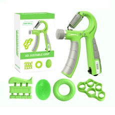 유니케이 악력기셋트 손가락 손목 전완근운동 5종구성, 1세트, 악력기셋트 그린