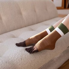 QUEEN YOGA瑜伽中筒拼色止滑五指襪運動襪