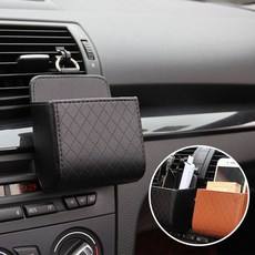 차량용 정리함 수납함 사이드포켓 가죽 걸이형 송풍구 걸이 정리 2color DD 10865, 블랙, 1개
