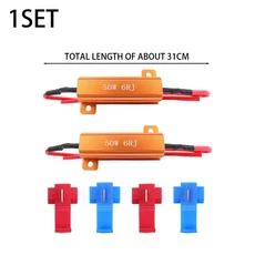 2개 LED 인디케이터 밸러스트 로드 저항기 플래시 속도 릴레이 방향 지시등 전구 50W 6옴 4개 T-탭 포함, 01 1set